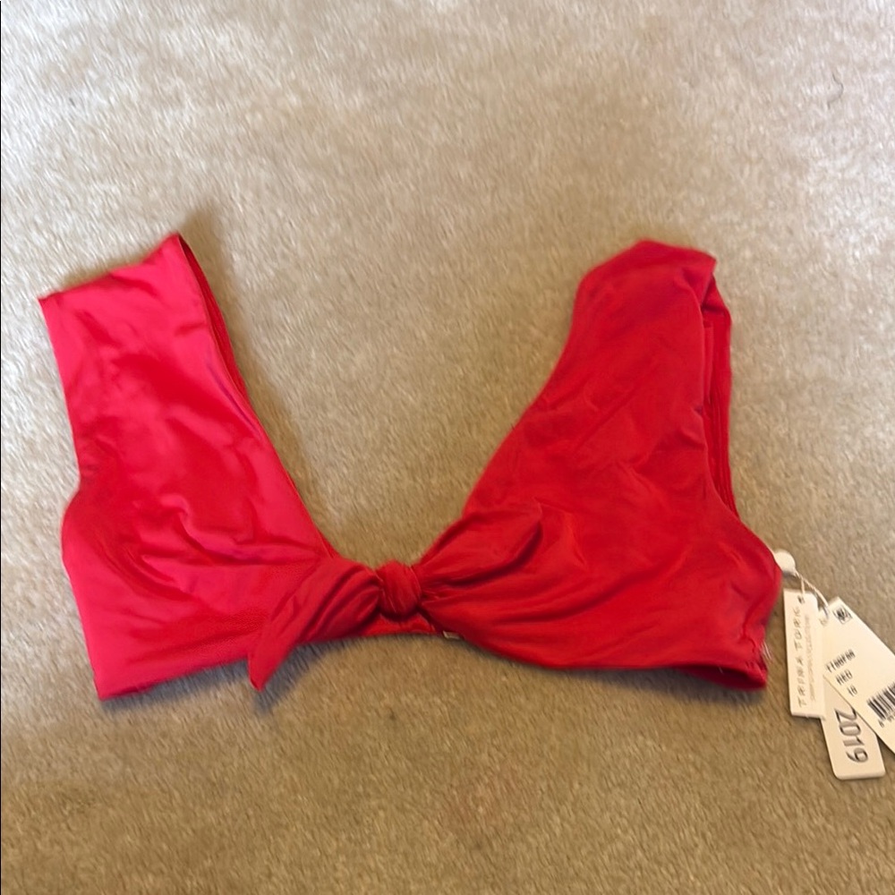 Trina Turk Red Knotted Bikini Top
